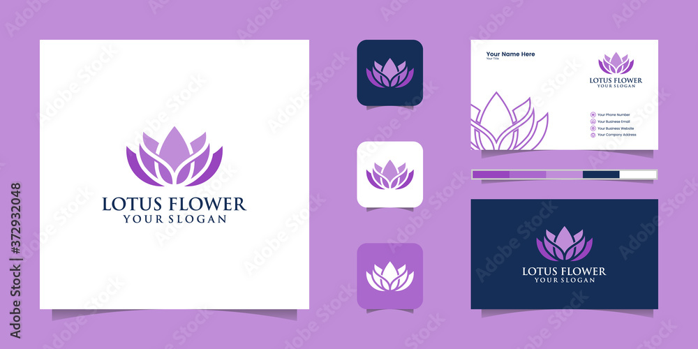 Lotus flower line art style logo design. yoga center, spa, beauty salon luxury logo. logo design, icon and business card Lotus flower line art style logo design. yoga center, spa, beauty salon luxury logo. logo design, icon and business card