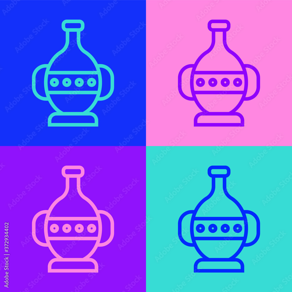 Pop art line Ancient amphorae icon isolated on color background. Vector. Pop art line Ancient amphorae icon isolated on color background. Vector.