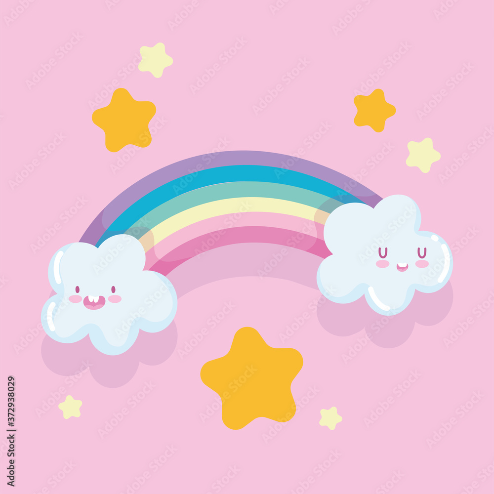 rainbow cartoon clouds gold star dream fantasy decoration