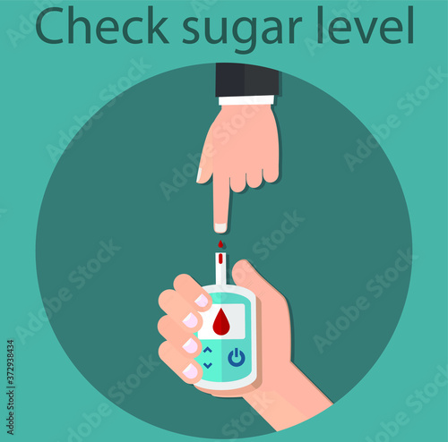 Blood glucose testing meter. Diabetes.