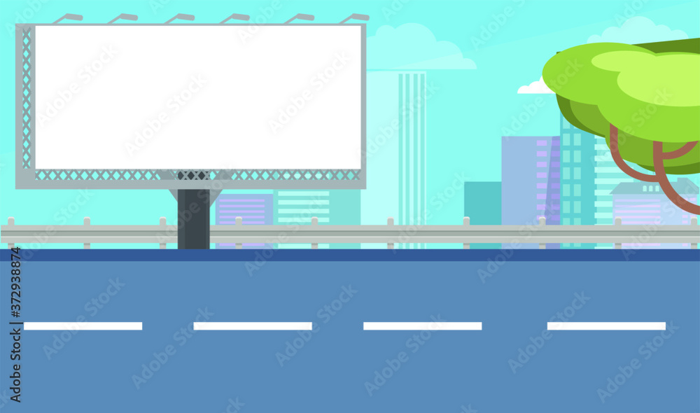 Blank billboard in the city vector illustration.