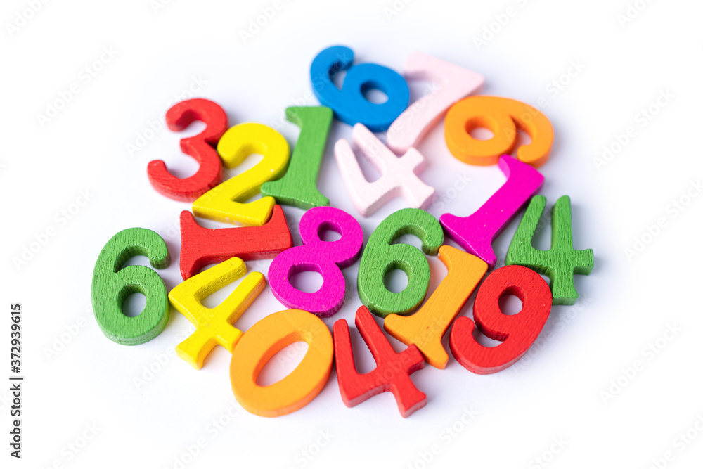 Math Number colorful on white background, education study mathematics learning teach concept. Math Number colorful on white background, education study mathematics learning teach concept.