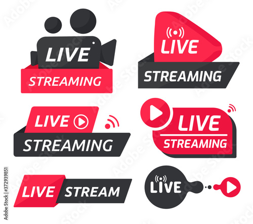 Live streaming symbol set Online broadcast icon The concept of live streaming for selling on social media. photo