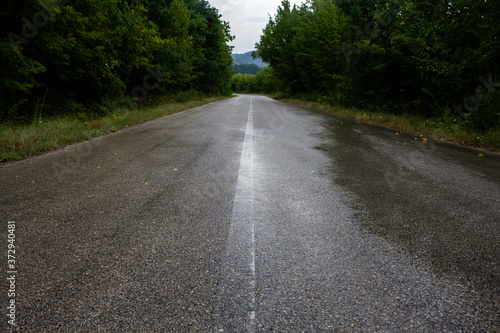 Wet road with no cars