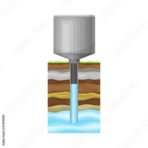 Metal Tank Extracting or Drawing Drinking Water Vector Illustration