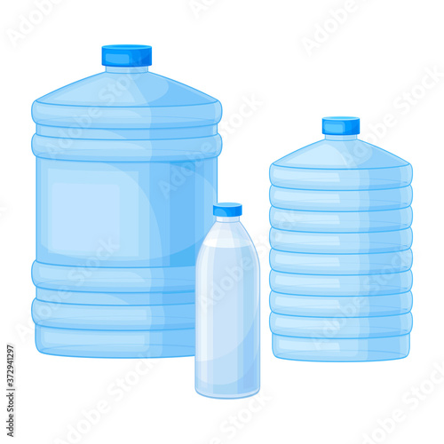 Drinking Water Poured in Plastic Bottles Vector Illustration