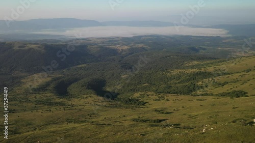 Drone view from Rtanj to Bovansko jezero under the fog photo