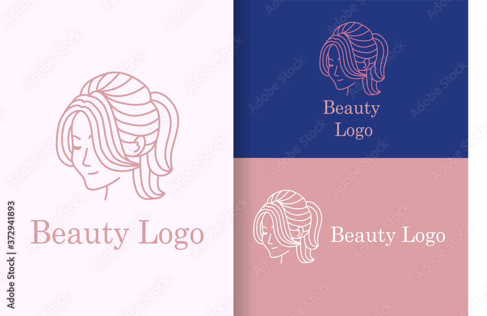 Beautiful and elegant women with her hairstyle logo for beauty company ,salon, spa,boutique , wedding business card ,monolines logo style Beautiful and elegant women with her hairstyle logo for beauty company ,salon, spa,boutique , wedding business card ,monolines logo style