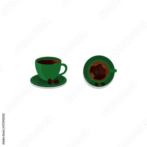This is a cup of hot coffee on a white background.