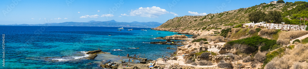 panoramic view of a beautiful bay, beach on Mallorca, Spain