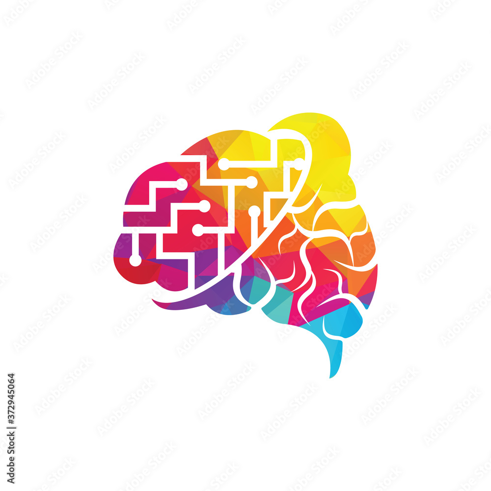 Brain connection logo design. digital brain logo template. Neurology Logo Think idea concept.