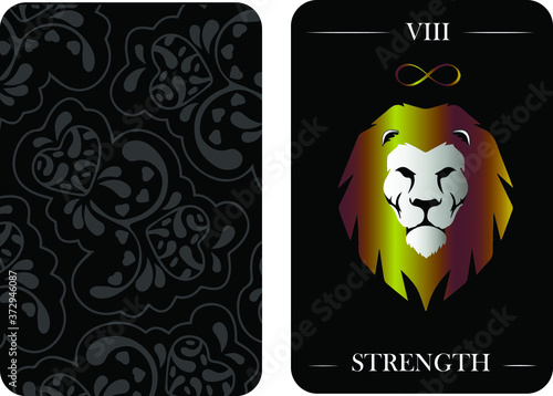 tarot cards old arcana STRENGTH vector shirt card pattern