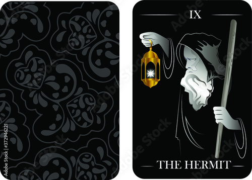 tarot cards old arcana the hermit vector shirt card pattern