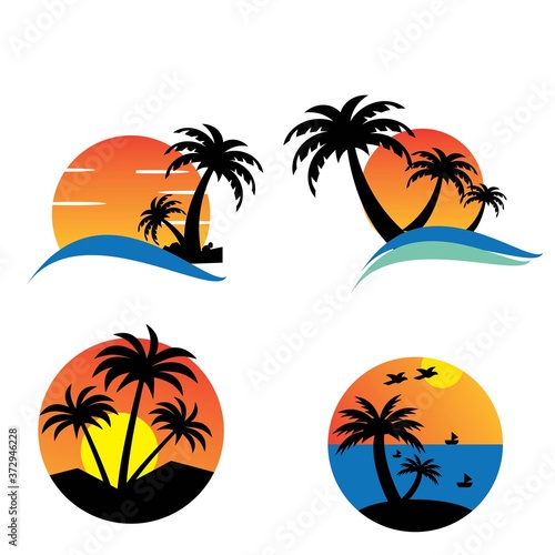 Beach Logo Template Shape Vector Emblem Shape Concept Creative Symbol. © agung