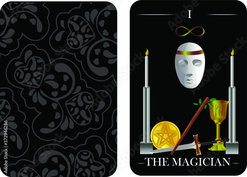 tarot cards old arcana the magician vector shirt card pattern