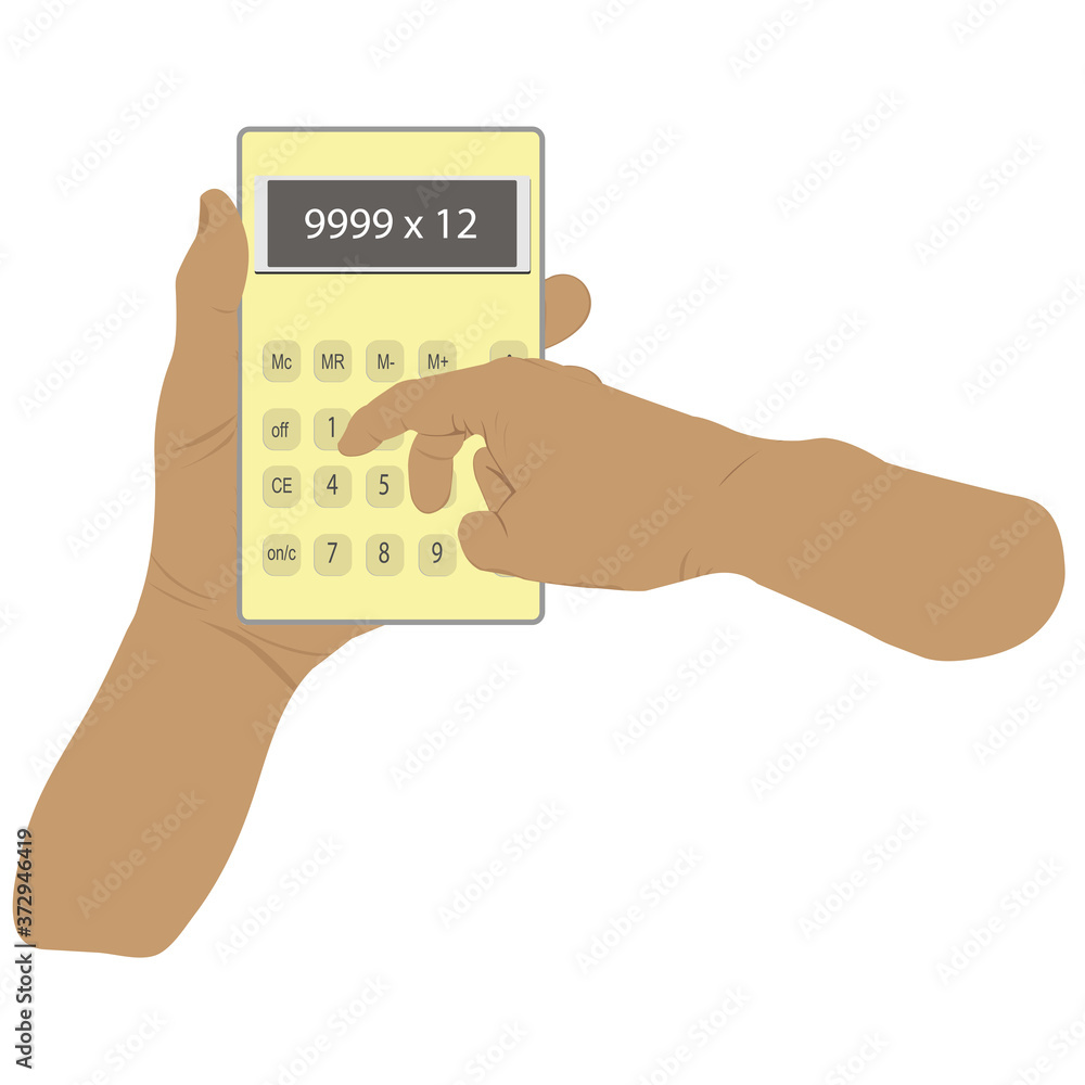 hand hold Calculator, concept to calculate the expense Vector illustration hand hold Calculator, concept to calculate the expense Vector illustration