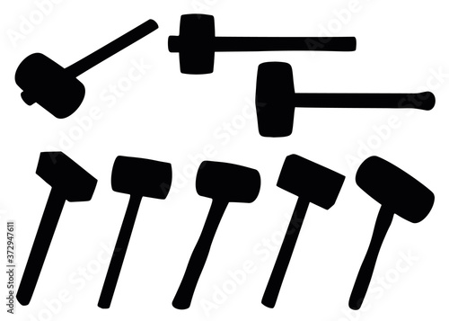 A set of sledgehammers and hammers. Vector image.