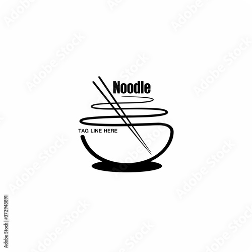 Ramen noodle logo with chopsticks line art for restaurant