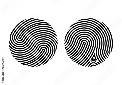 Circle fingerprint icon design for app.  Digital touch scan identification or electronic sensor authentication. 
Finger print flat scan.  Biometric security system concept with fingerprint.