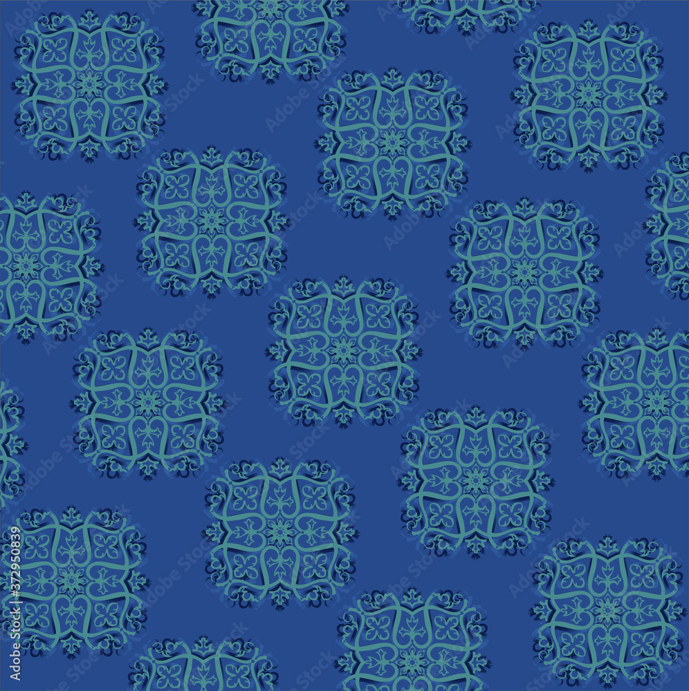 Sea foam floral patterns on the teal background Sea foam floral patterns on the teal background