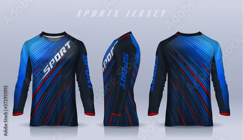 t-shirt sport design template, Long sleeve soccer jersey mockup for football club. uniform front and back view,Motocross jersey.