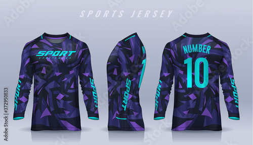 t-shirt sport design template, Long sleeve soccer jersey mockup for football club. uniform front and back view,Motocross jersey.