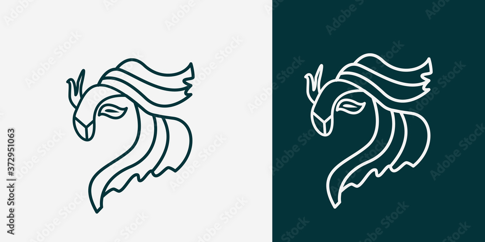 bird leaf logo vector icon template download mono line color line art ...