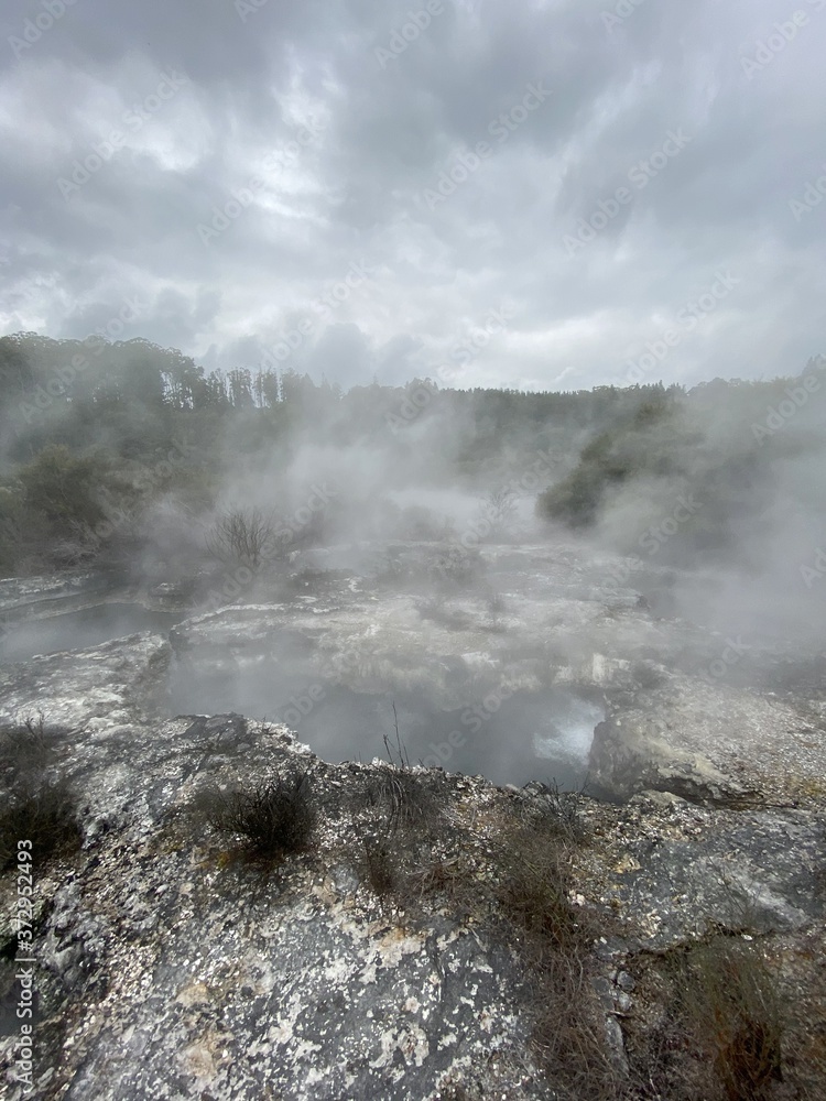 Source chaude à Whakarewarewa, Nouvelle Zélande Source chaude à Whakarewarewa, Nouvelle Zélande