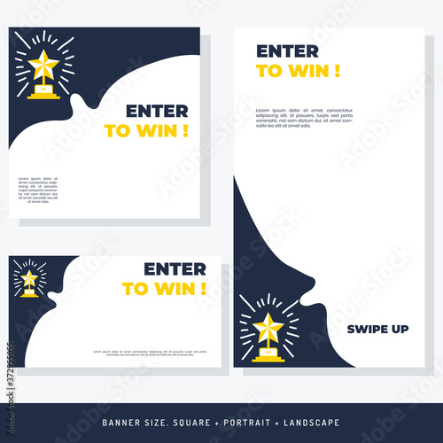 Enter to win ! gold color with star and speech bubble with a announcement.
Banner for digital and printout vector AI, eps10