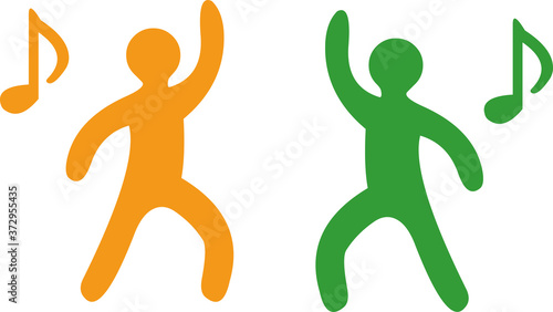 Vector illustration of two colored human figures dancing