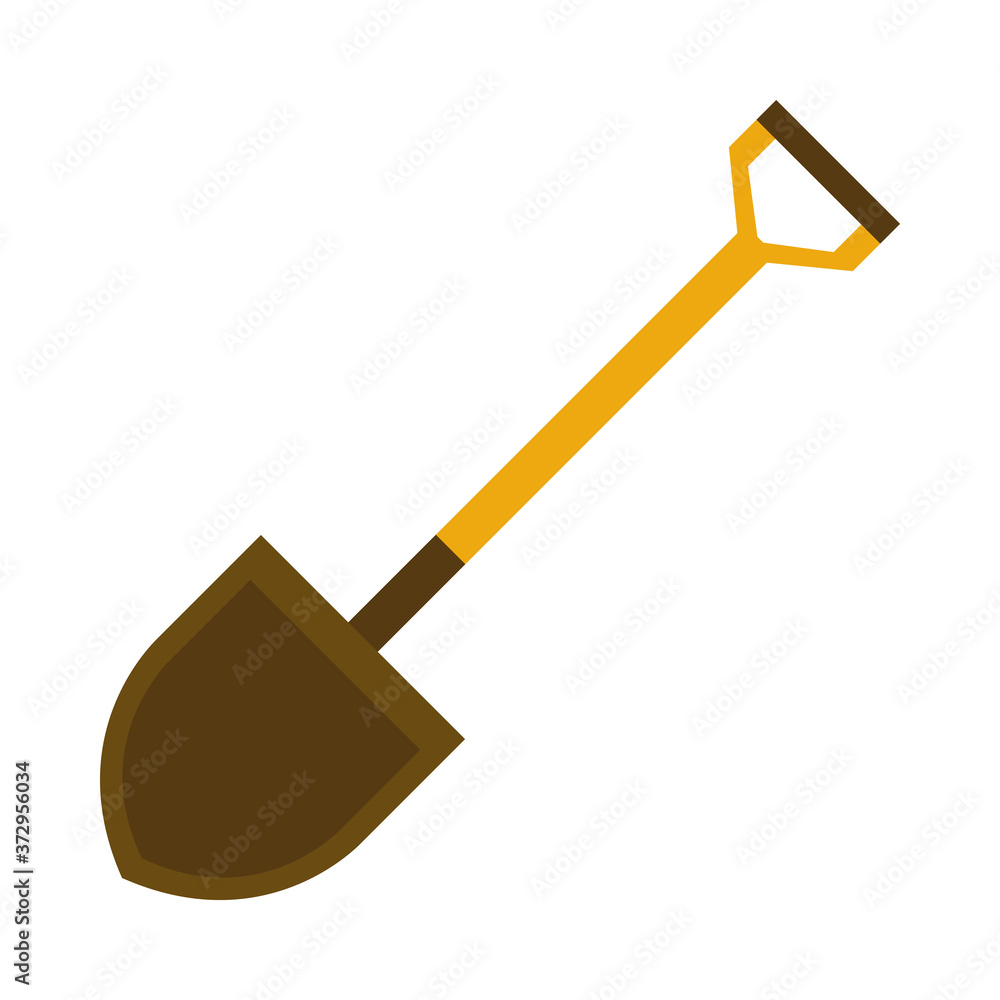 shovel agriculture work equipment farm cartoon flat icon style
