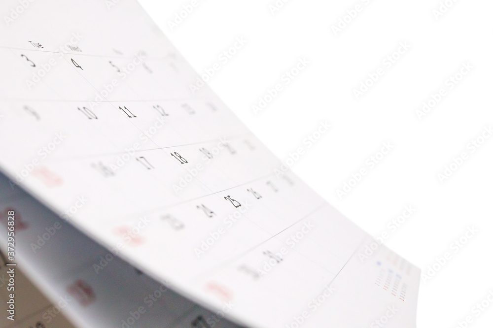White paper desk calendar isolated on white background White paper desk calendar isolated on white background