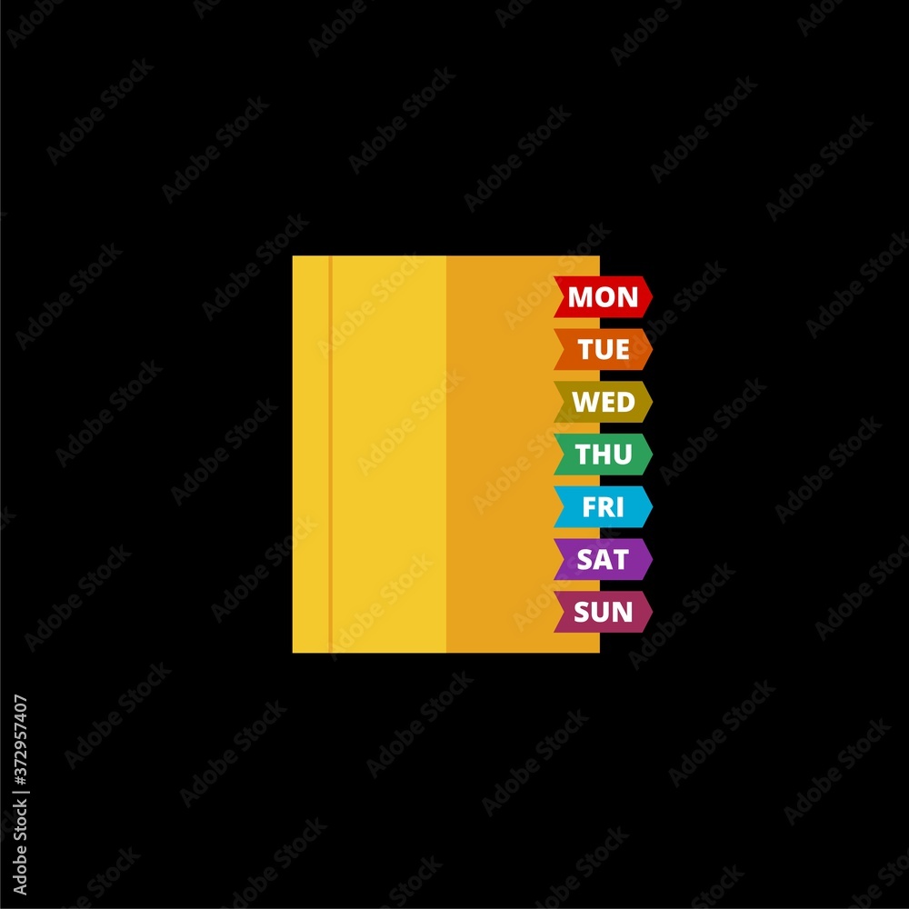 Weekly calendar icon isolated on dark background Weekly calendar icon isolated on dark background