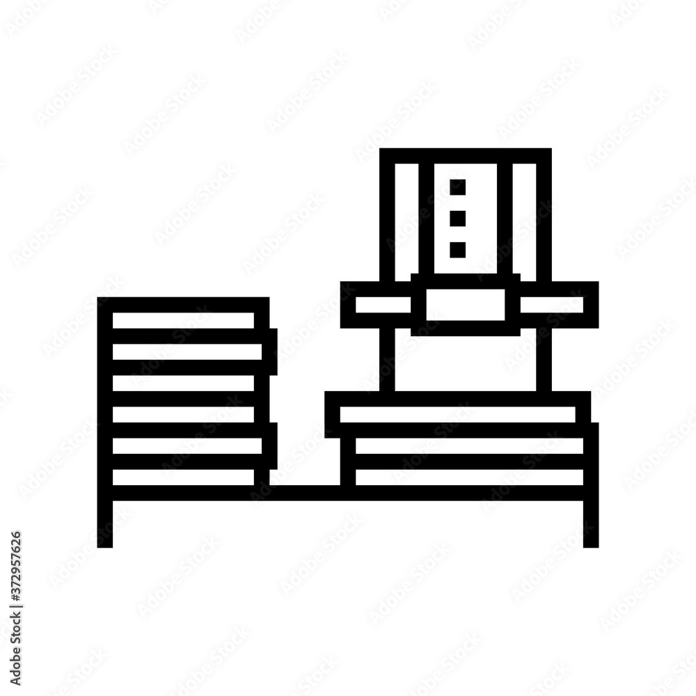 plywood factory equipment line icon vector. plywood factory equipment sign. isolated contour symbol black illustration