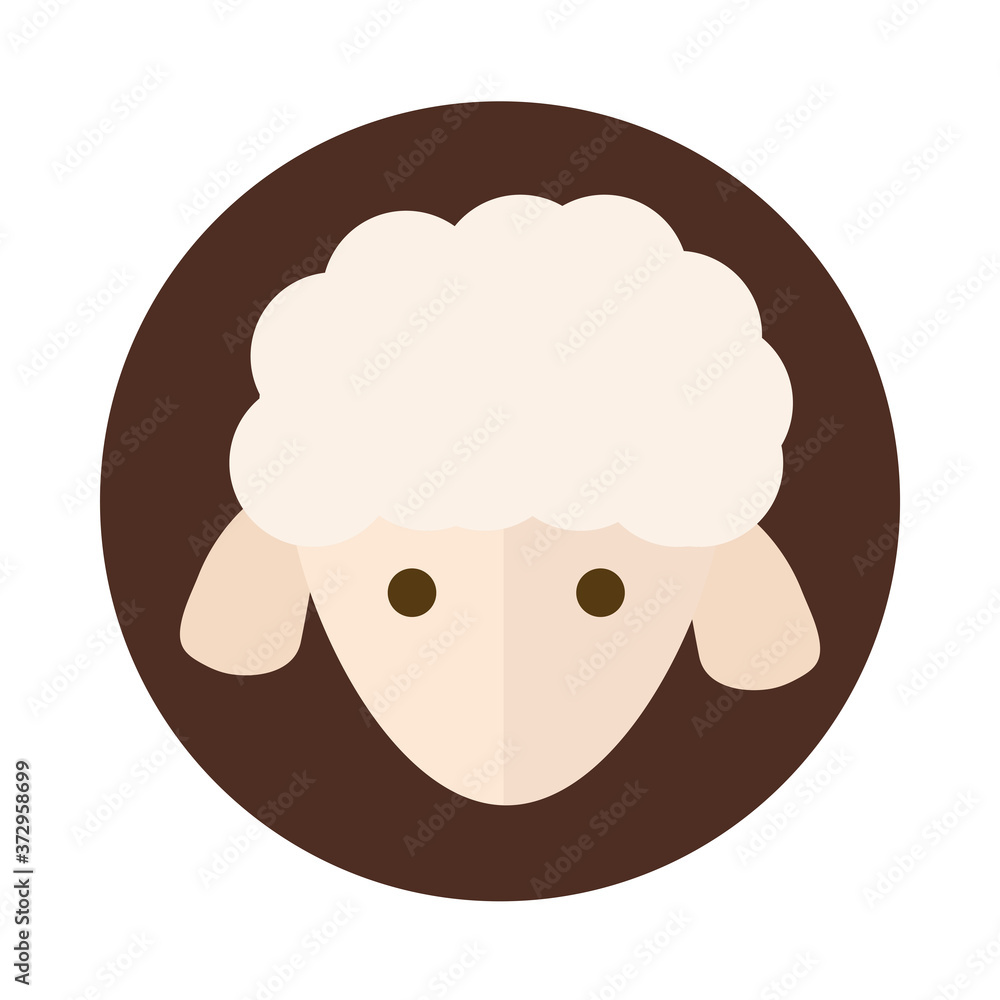 cute sheep head animal cartoon block and flat icon cute sheep head animal cartoon block and flat icon