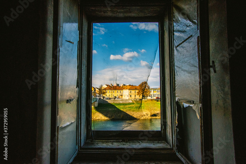 View of window in old building