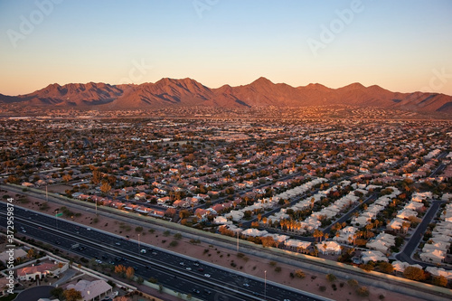 Sunset on the McDowell Mountains in Scottsdale, Arizona photo