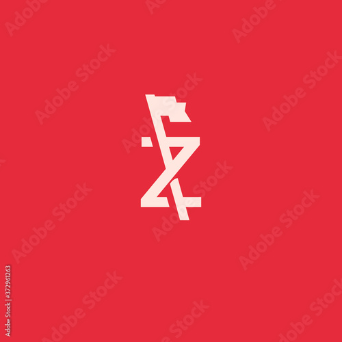 Letter Z logo with flag. creative minimal monogram symbol. Universal elegant vector sign design. Premium business logotype. Graphic alphabet symbol for corporate business identity