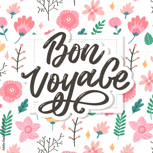 Bon Voyage Hand Lettering Vector Calligraphy Travel