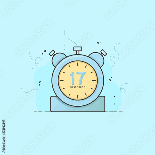 17 seconds alarm clock, timer, stopwatch vector time symbol. 17 seconds vector icon flat illustration.
