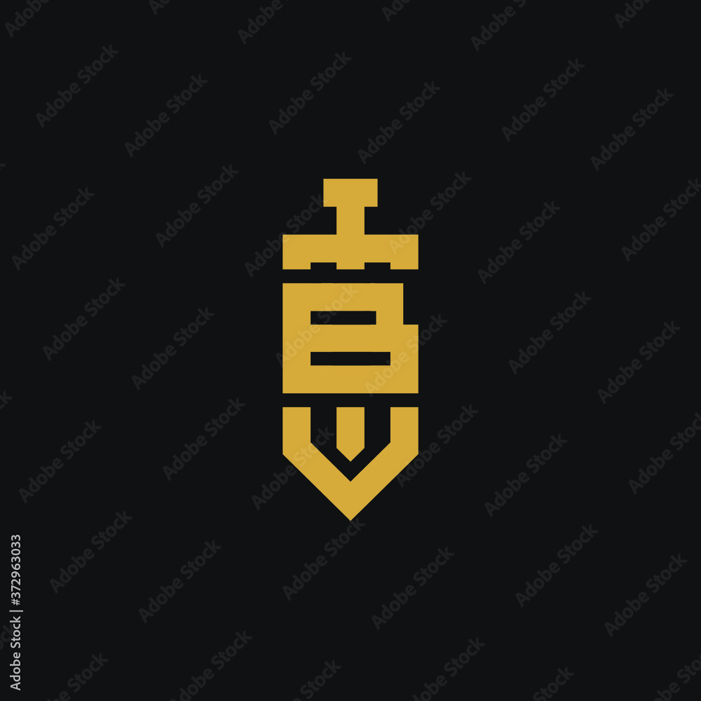Letter B logo with sword. creative minimal monogram symbol. Universal elegant vector sign design. Premium business logotype. Graphic alphabet symbol for corporate business identity Letter B logo with sword. creative minimal monogram symbol. Universal elegant vector sign design. Premium business logotype. Graphic alphabet symbol for corporate business identity