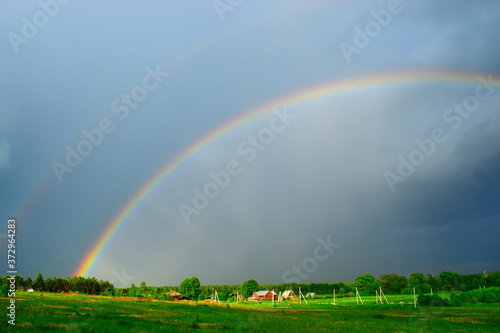 rainbow over the village