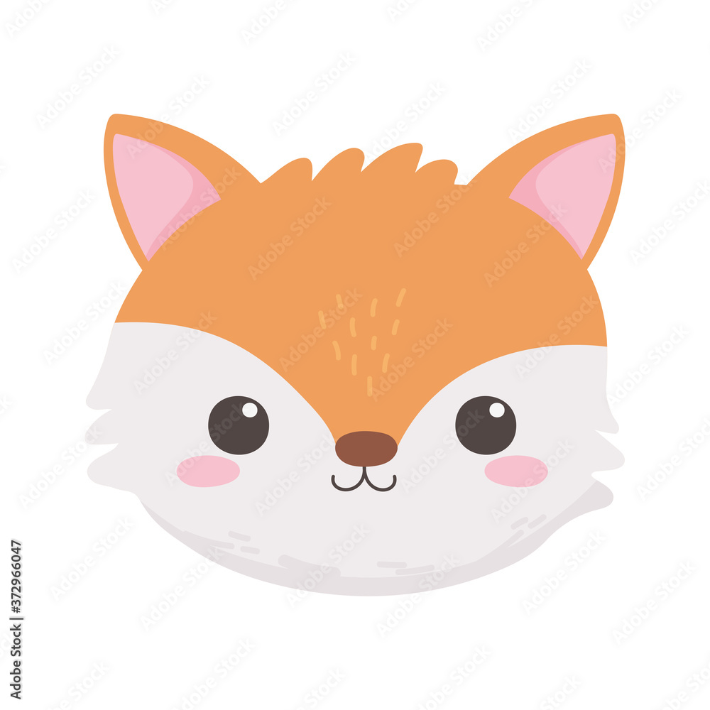 cute little fox face animal cartoon isolated white background design cute little fox face animal cartoon isolated white background design