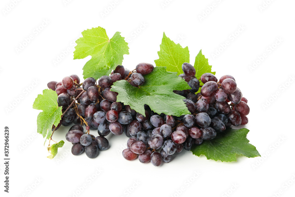 Ripe grape with leaves isolated on white background Ripe grape with leaves isolated on white background