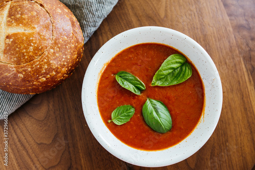 Tomato Basil Soup with Macaroni and Cheese