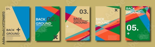 Abstract set of backgrounds with colorful chaotic triangles, polygons. Geometric posters, Social media, Book cover. Vector illustration.       
