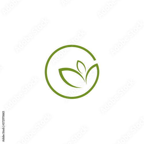 Green leaf logo design incorporated with rounded G letter