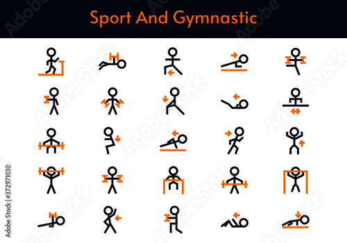 Sport and gymnastic icon set.