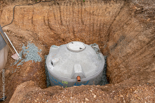 water cistern at a construction site  in a  housing area