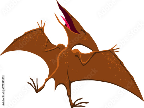 Happy pterodactyl cartoon. Vector stylized isolated image.